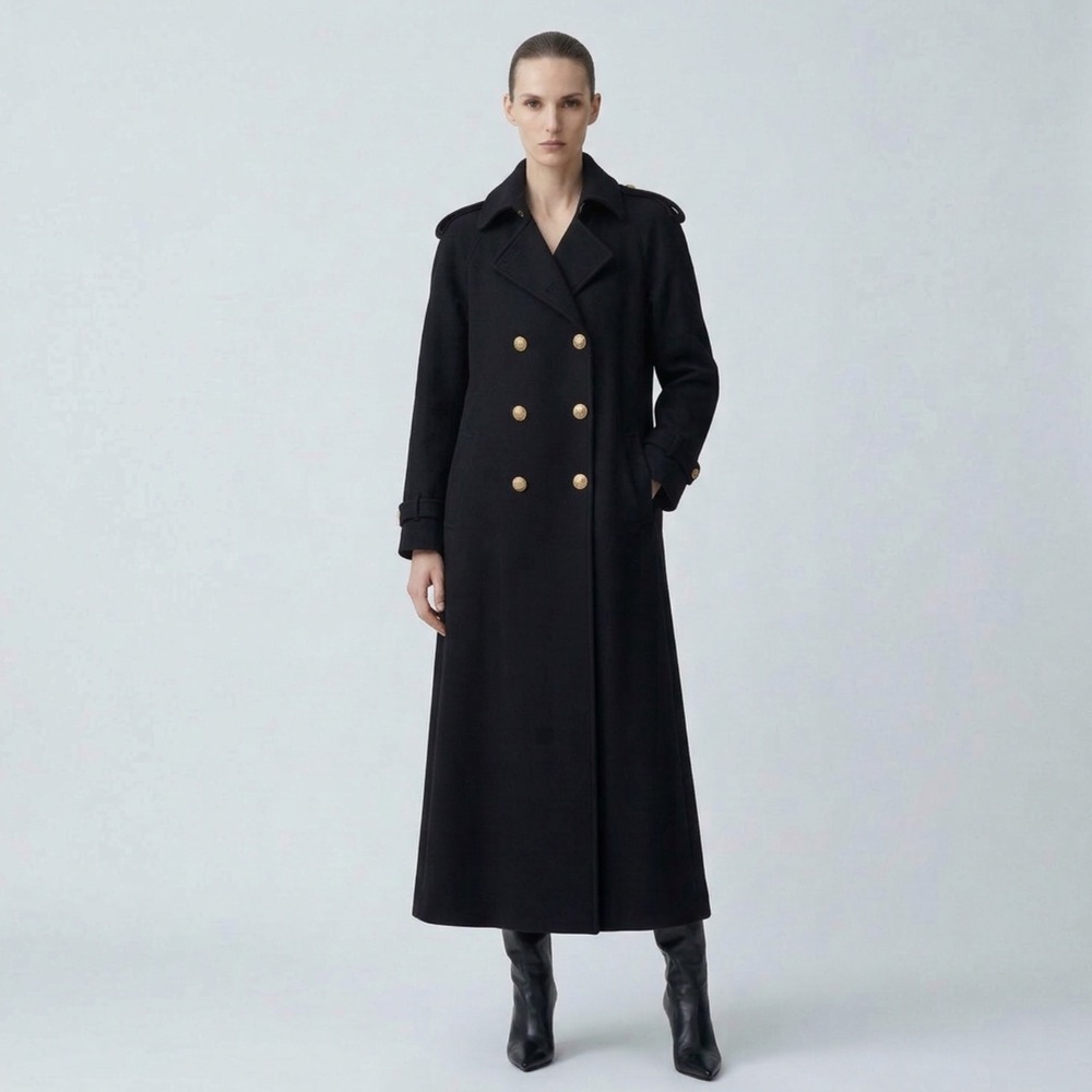 Griffith & Gray St‎ John Black Vintage 90's Maxi Trench Coat, 12 Chic
